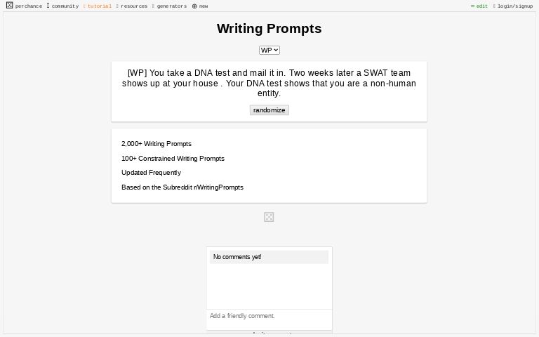 Writing Prompts ― Perchance Generator