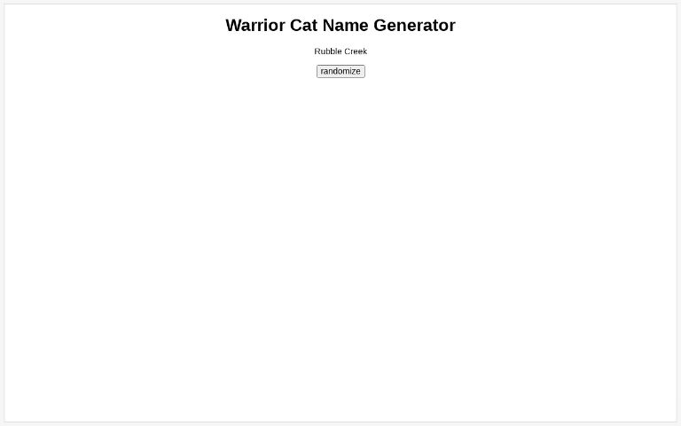 Warrior Cat Name Generator