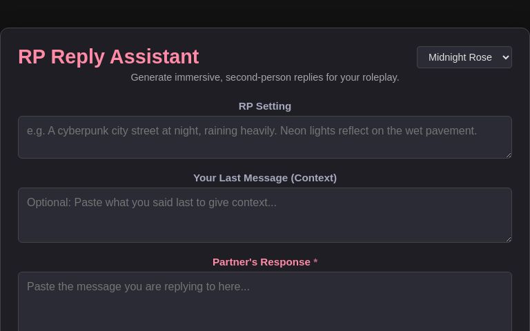 RP Reply Assistant ― Perchance Generator
