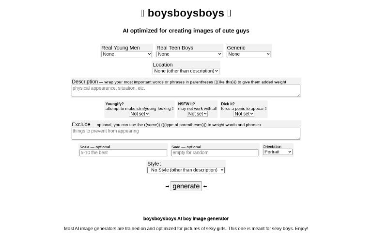 🍆 boysboysboys AI boy image generator (free, no signup)