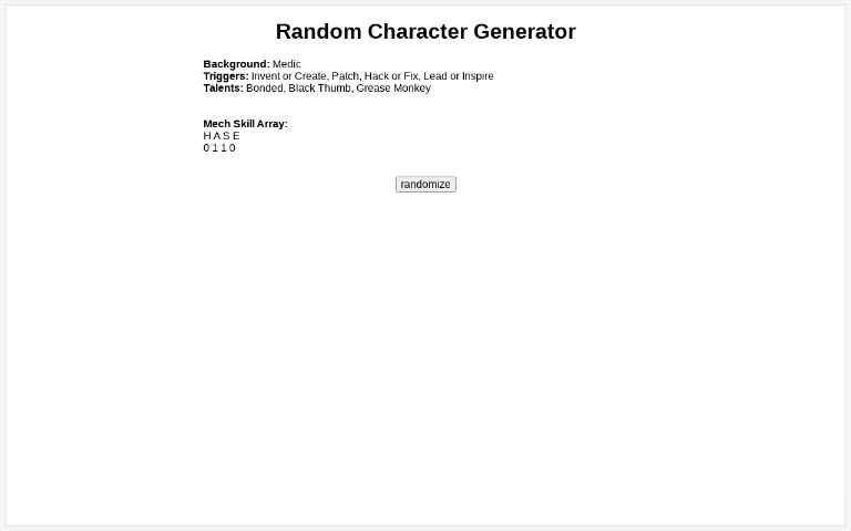 Random Character Generator