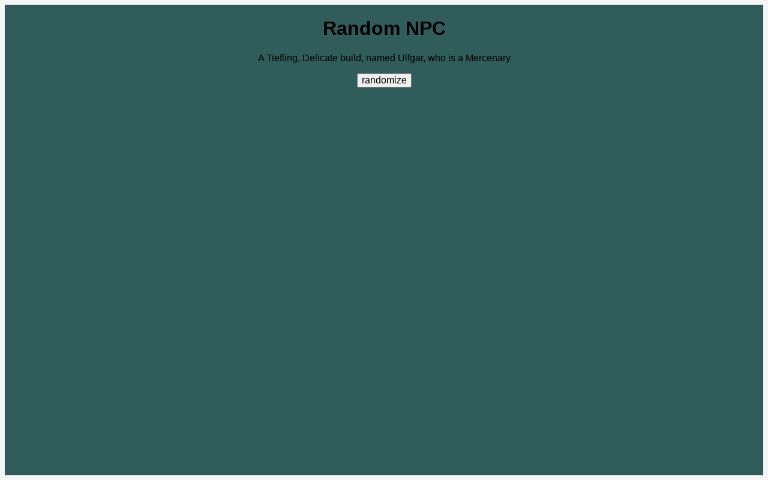 Random NPC ― Perchance Generator