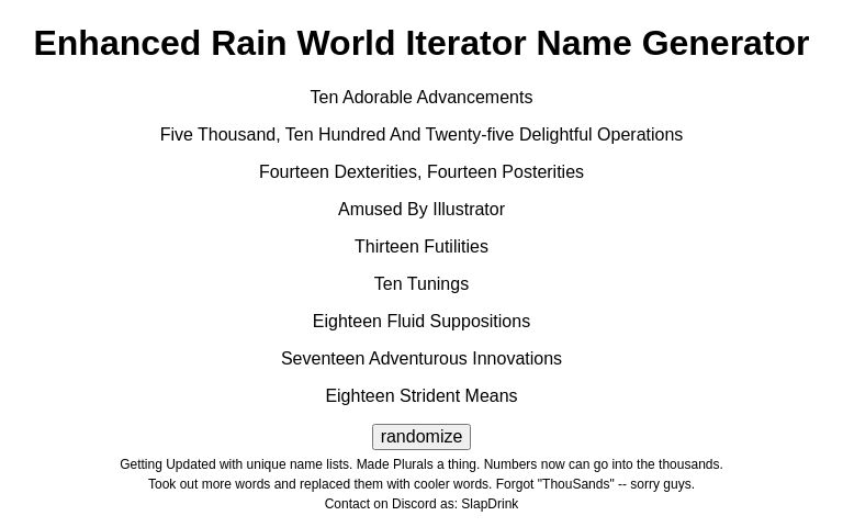 Enhanced Rain World Iterator Name Generator