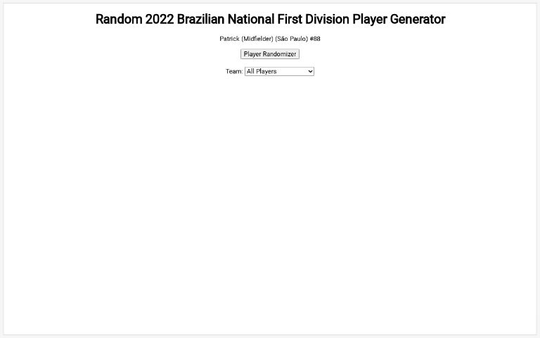 Random 2022 Brazilian National First Division Player Generator