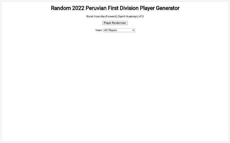 Random 2022 Peruvian First Division Player Generator