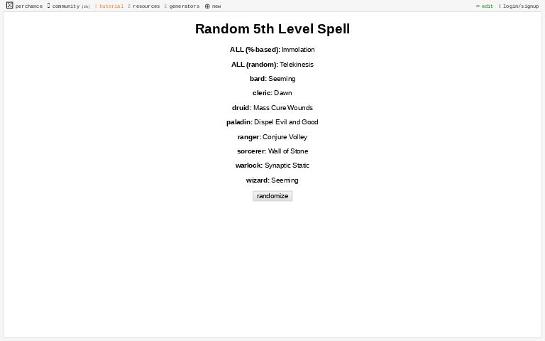 Random 5th Level Spell ― Perchance Generator