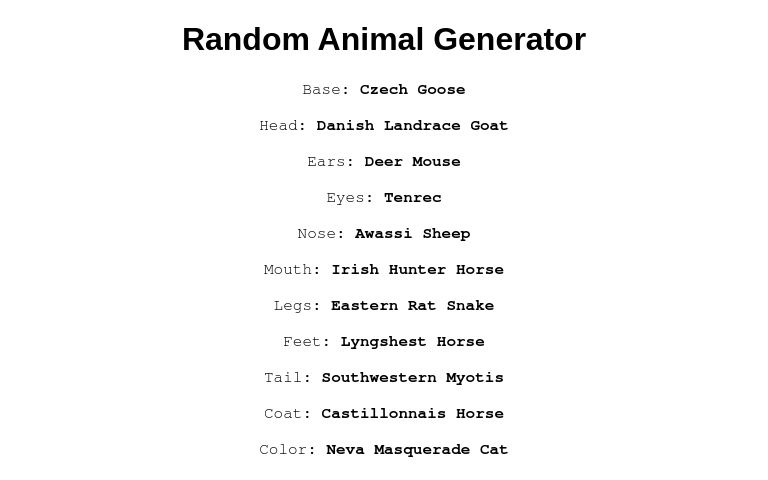 Random Animal Generator