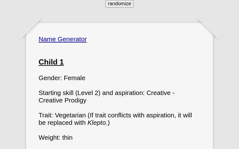 Random Children ― Perchance Generator