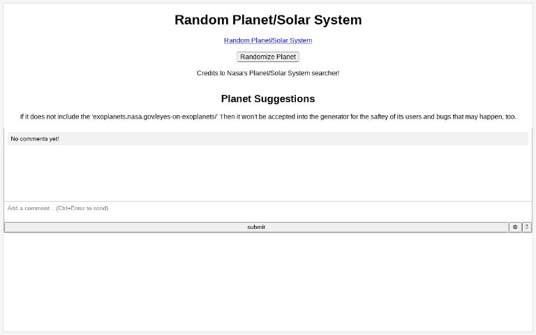 Random Planet/Solar System ― Perchance Generator