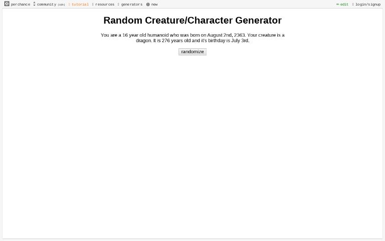 Random Creature/Character Generator