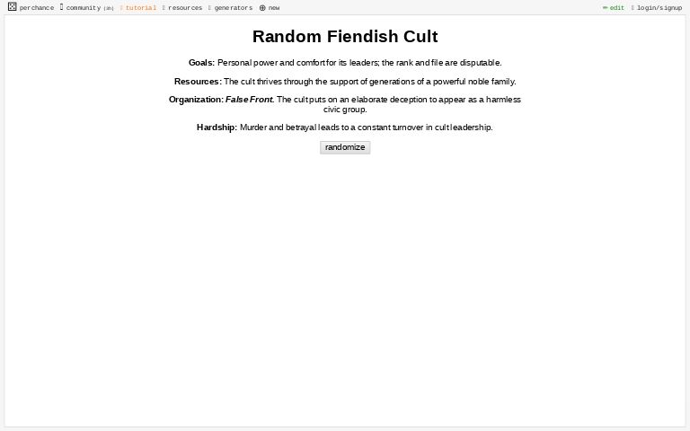 Random Fiendish Cult ― Generator