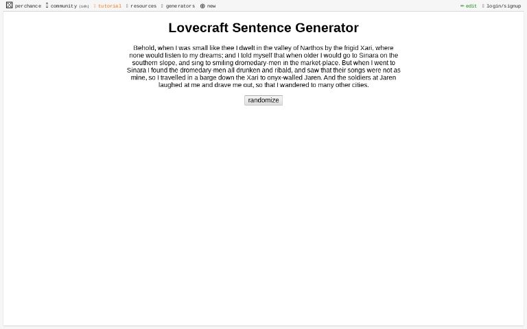 Lovecraft Sentence Generator Perchance
