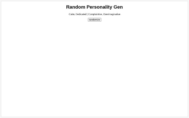Random personality gen perchance generator
