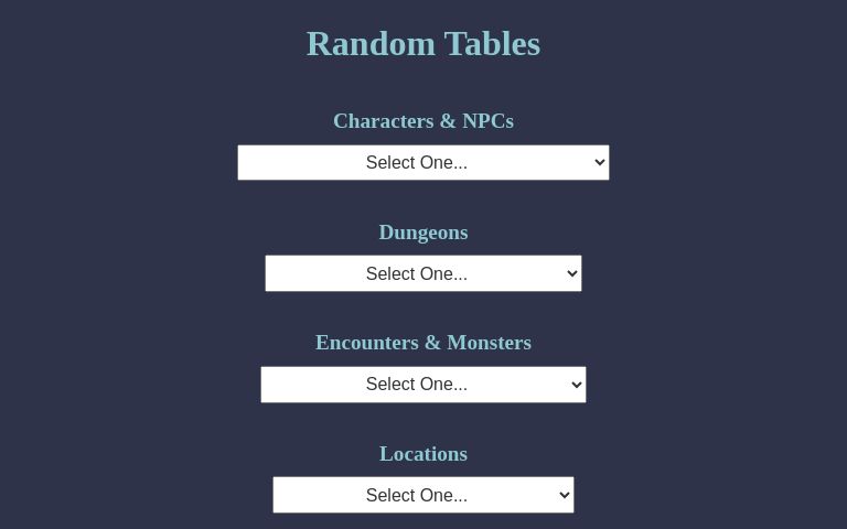 Random Tables ― Perchance Generator
