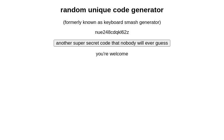 random unique code generator