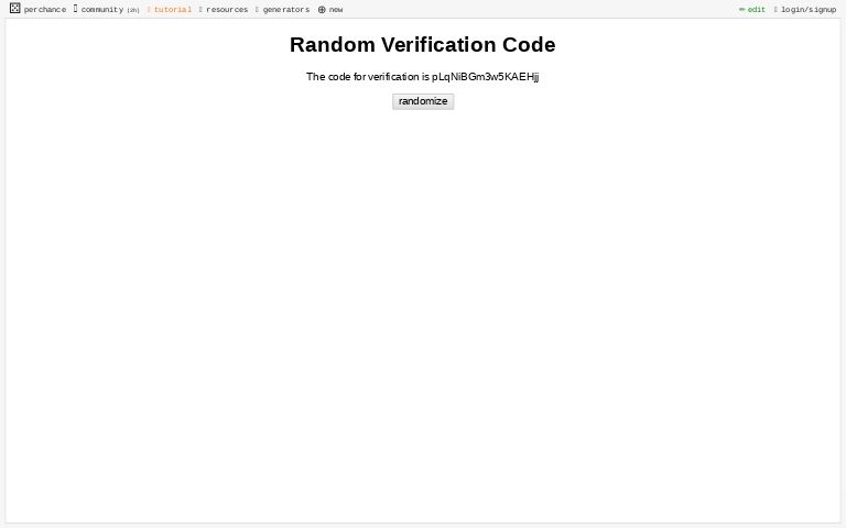 Random Verification Code ― Perchance Generator