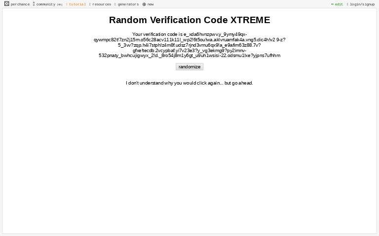 random-verification-code-xtreme-perchance-generator