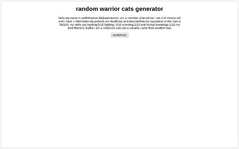 random warrior cats generator