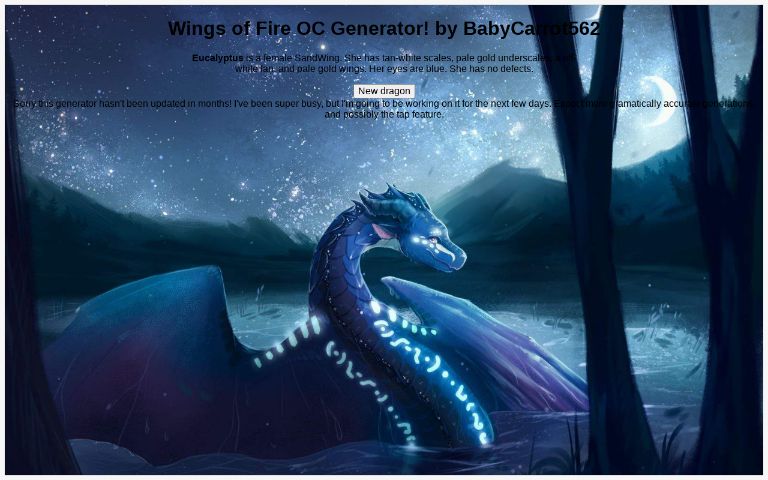 Wings Of Fire OC Generator By BabyCarrot562 Perchance