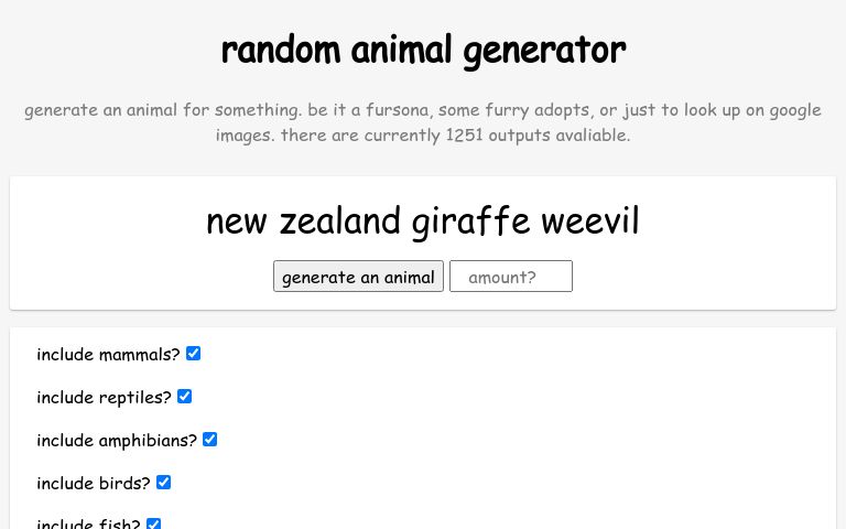 random animal generator