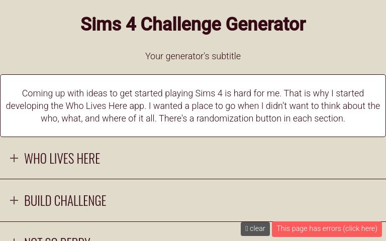 Sims 4 Challenge Generator