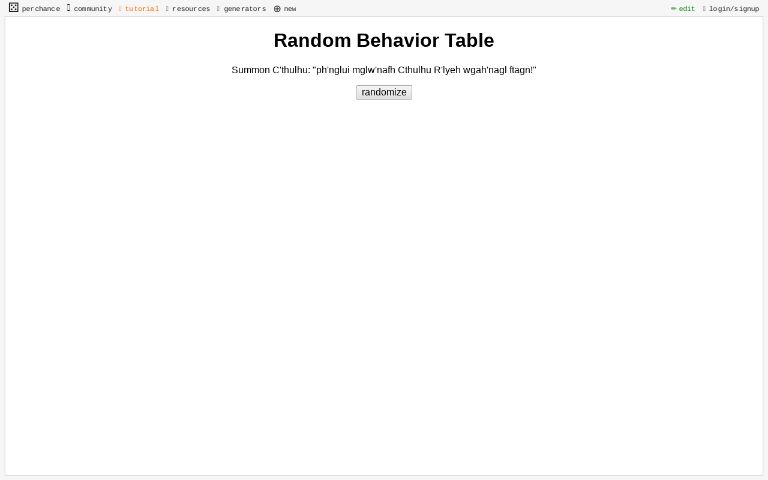 Random Behavior Table ― Perchance Generator