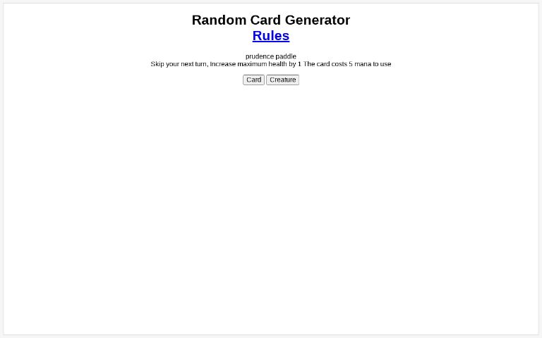 Random Card GeneratorRules