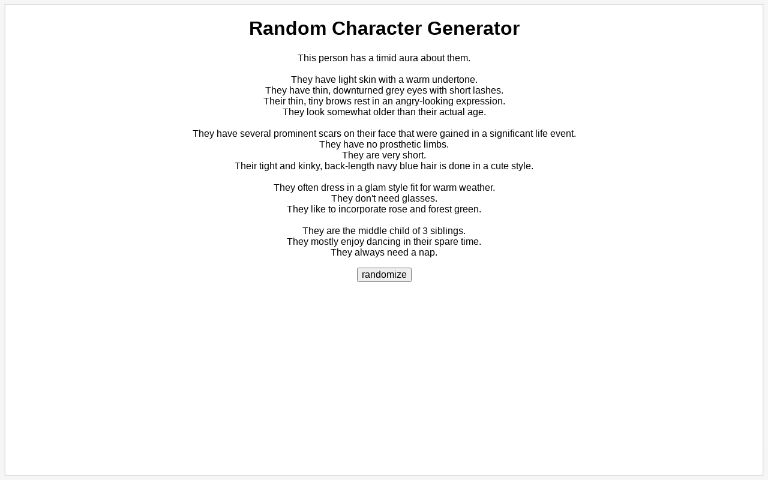 Random Character Generator