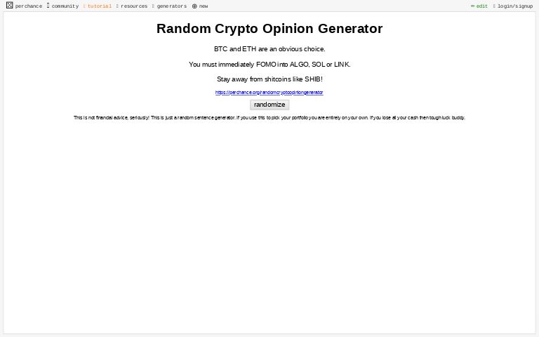 Random Crypto Opinion Generator