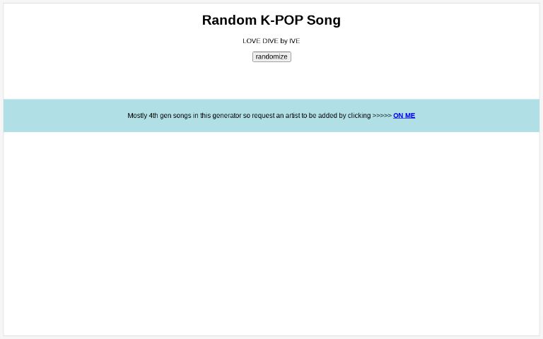 Random K-POP Song ― Perchance Generator