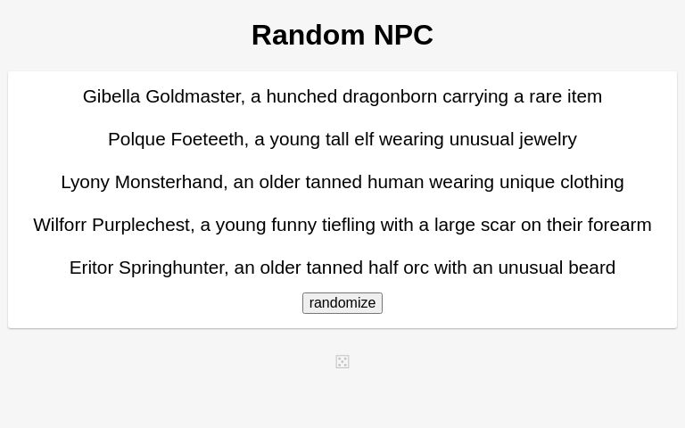 Random NPC ― Perchance Generator