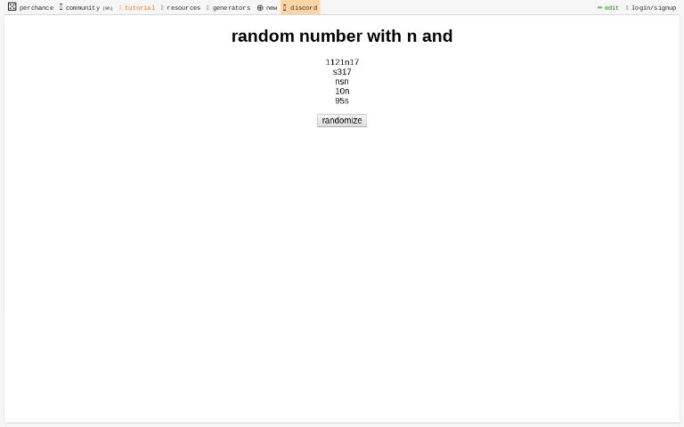 random number with n and ― Perchance Generator