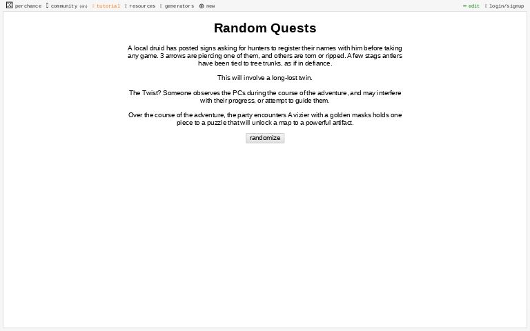 Random Quests ― Perchance Generator