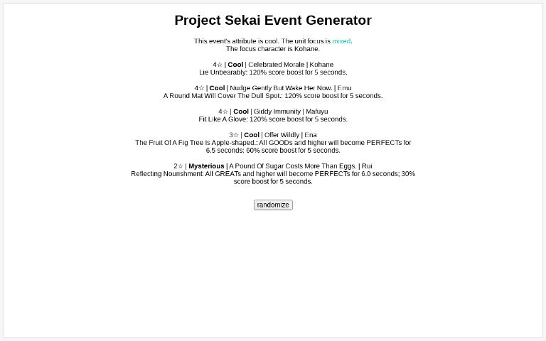 Project Sekai Event Generator