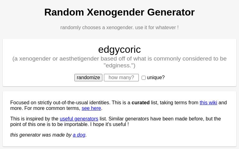 Random Xenogender Generator