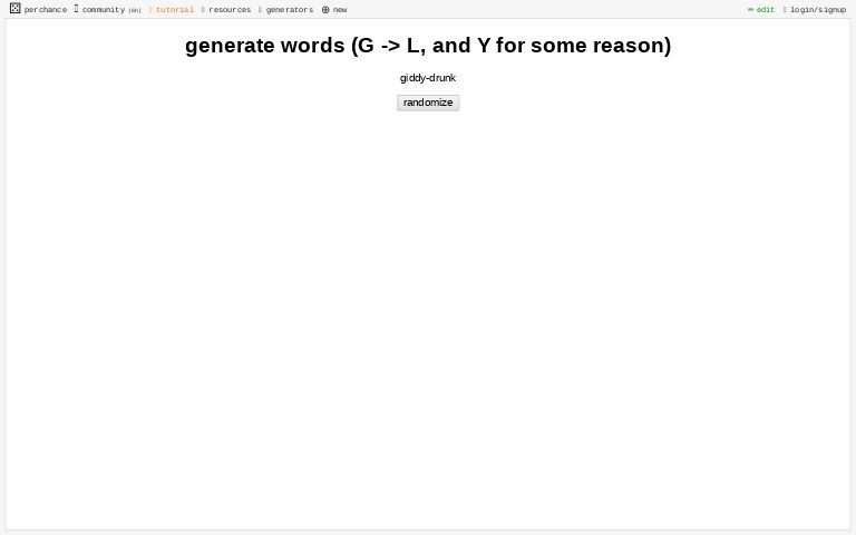 generate words (G -> L, and Y for some reason) - Perchance 