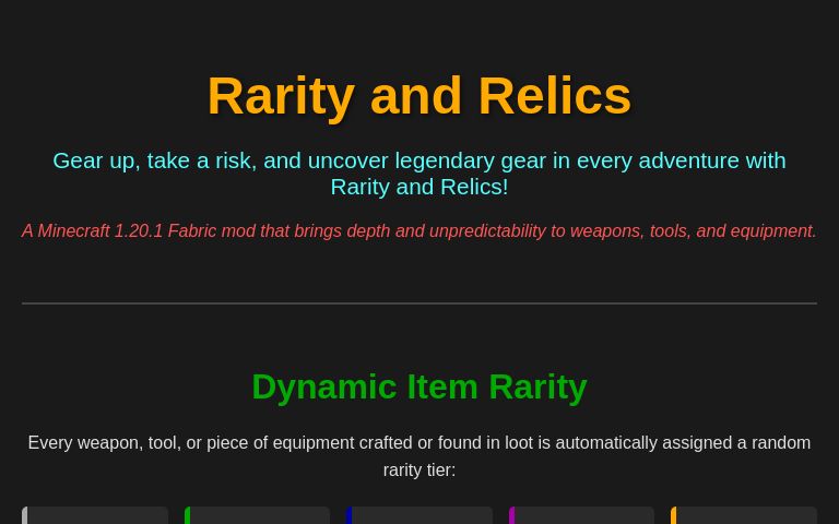 Rarity and Relics ― Perchance Generator