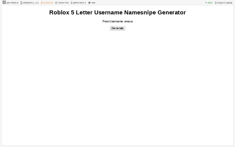 Roblox 5 Letter Username Namesnipe Generator Perchance - namesnipe generator roblox script