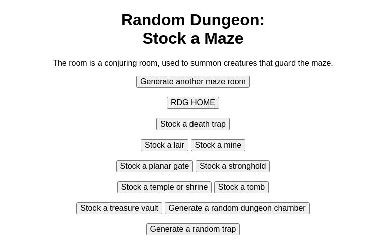 Random Dungeon:Stock a Maze ― Perchance Generator