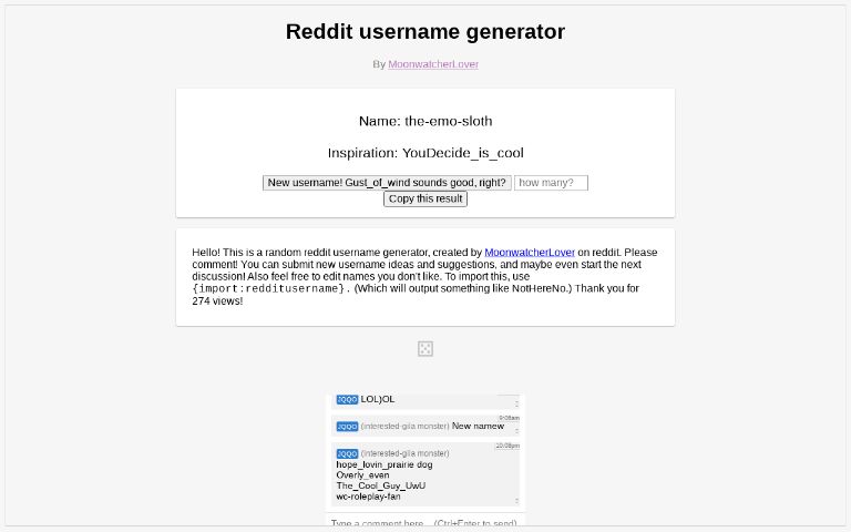 Reddit username generator