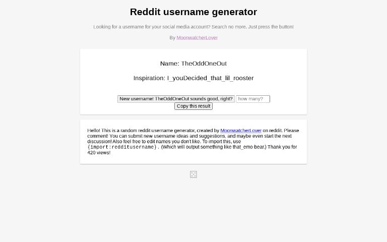 Reddit username generator