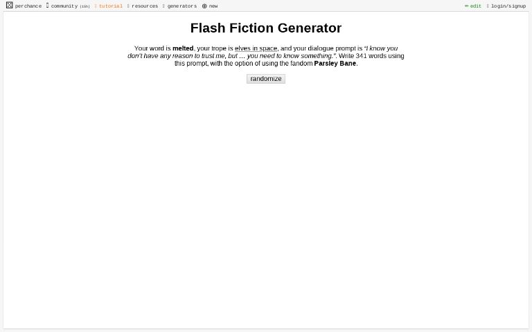 Flash Fiction Ideas Generator