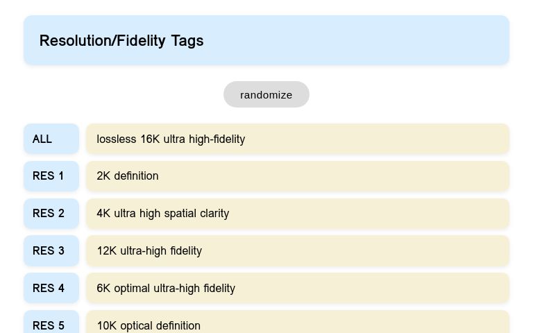 Resolution/Fidelity Tags ― Perchance Generator