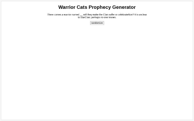 Warrior Cats Prophecy Generator