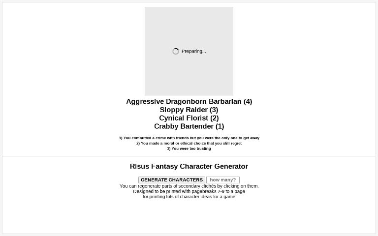 Risus Fantasy Character Generator