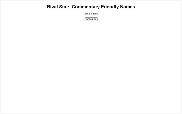 Rival Stars Commentary Friendly Names ― Perchance Generator