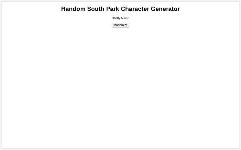 Random South Park Character Generator