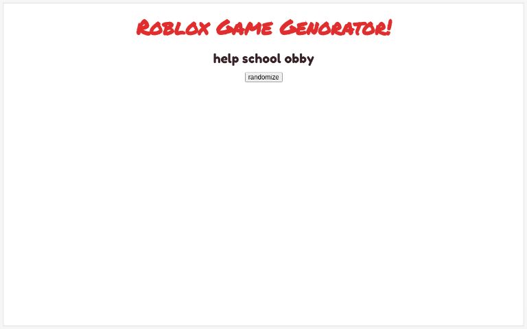 Roblox Game Genorator! ― Perchance Generator