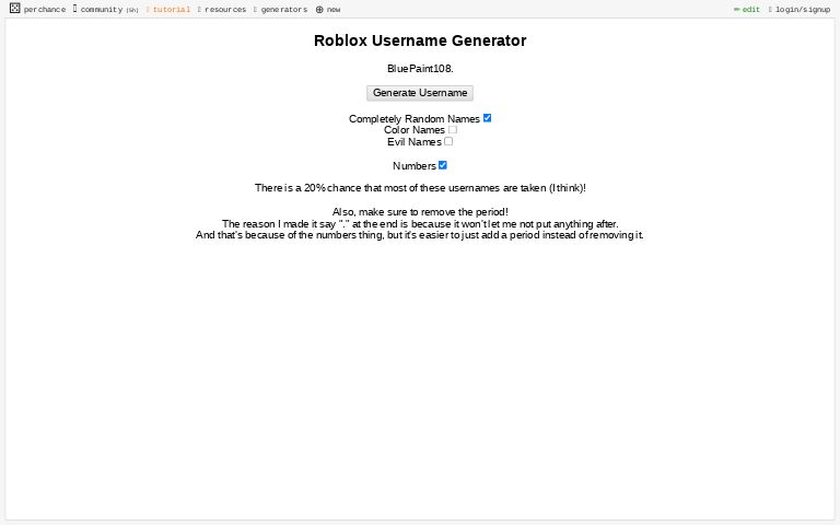 Roblox Username Generator Perchance - random username generator roblox