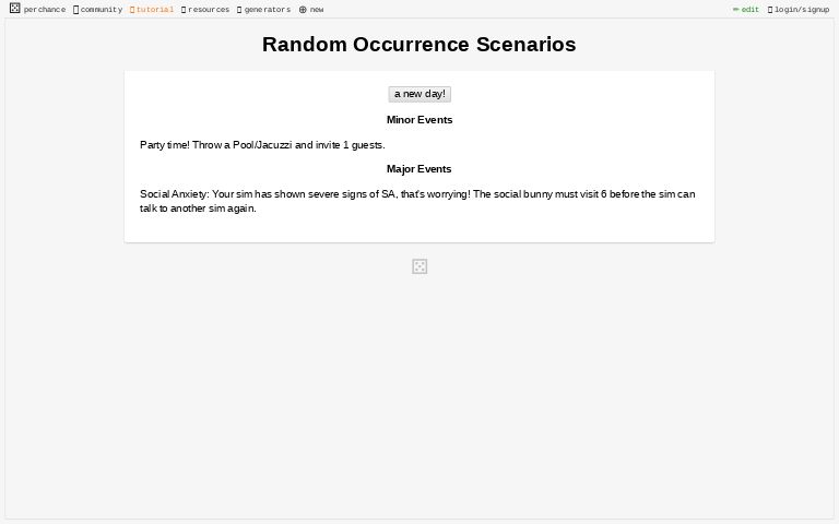 Random Occurrence Scenarios ― Perchance Generator